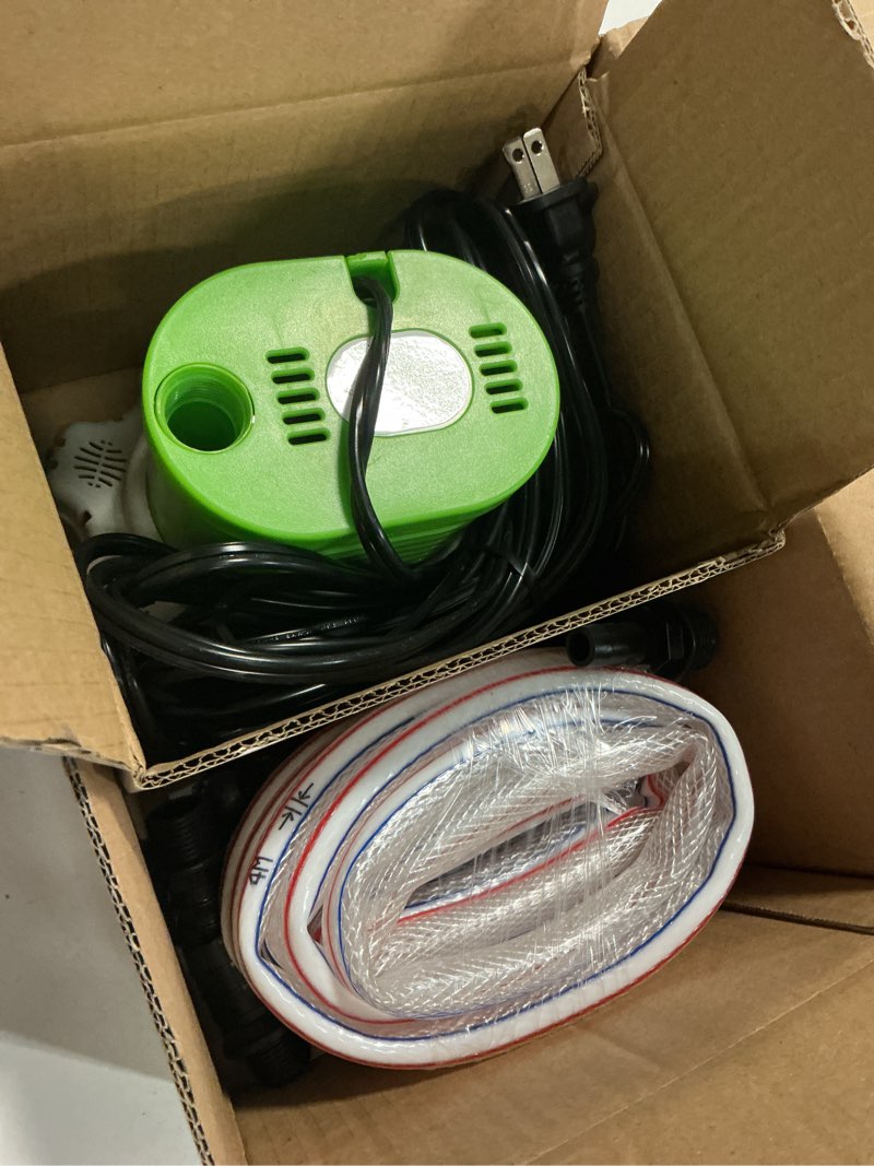 Condition photo showing Good Condition for agiiman pool cover pump above ground - 850 gph submersible water pump for pool draining, portable small sump pumps with 16' drainage hose and 25' power cord, 3 adapters, green