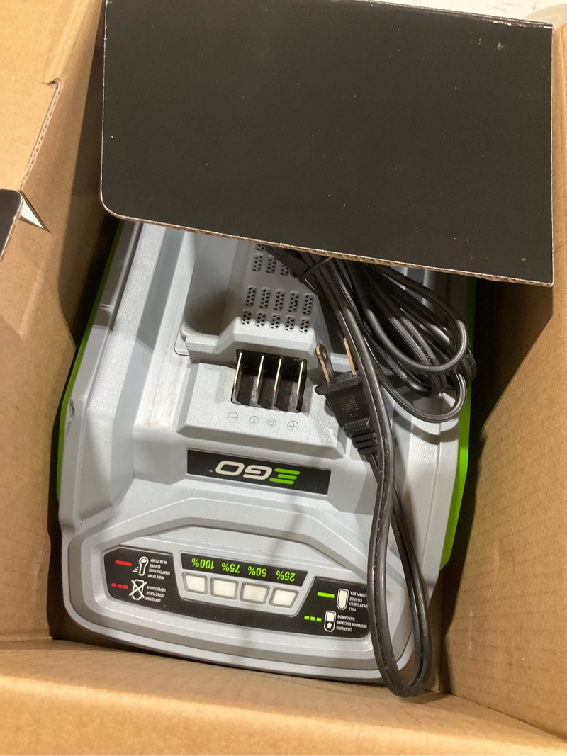Condition photo showing As Is for ego 56 -volt, lithium ion (li-ion) battery charger
