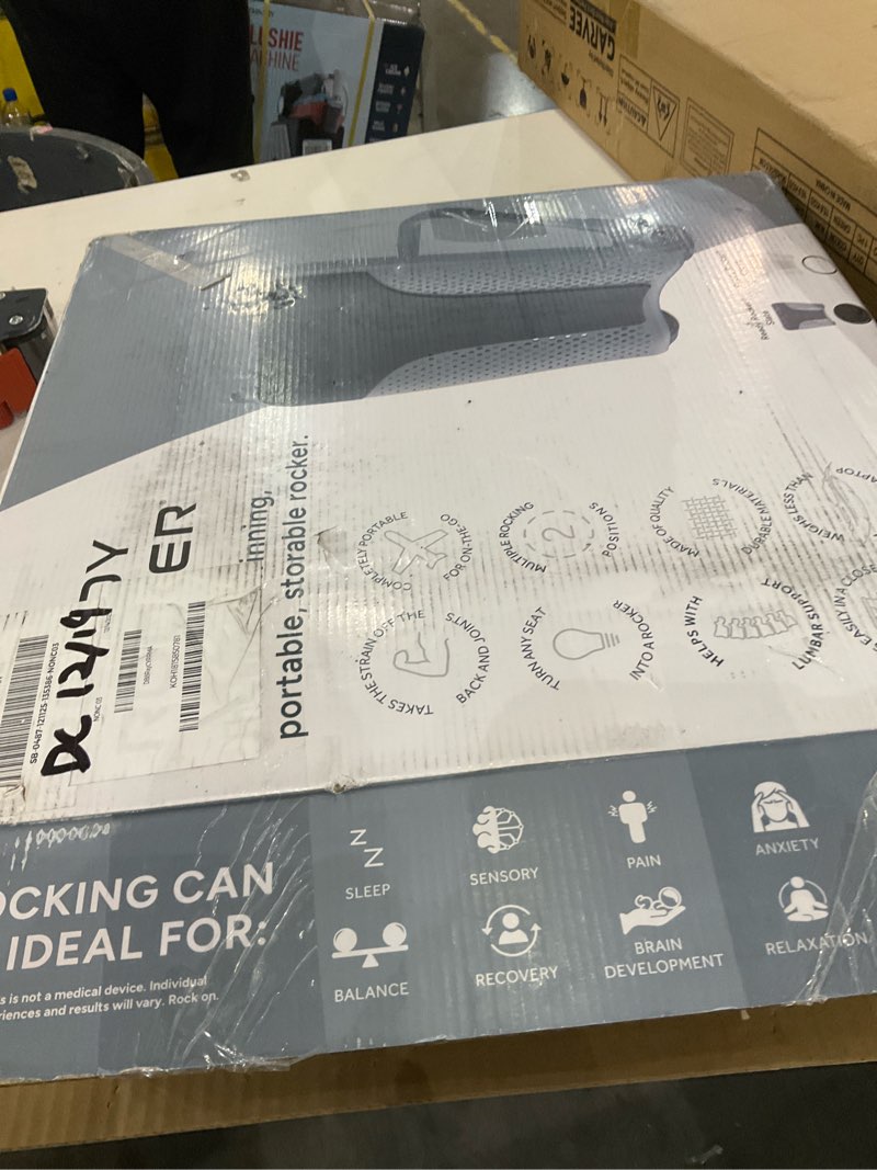 Condition photo showing Good Condition for READY ROCKER Deluxe Slate | Adjustable Ergonomic Portable Rocker | Back Pain Relief & Relaxation | Black Rocker & Deluxe Cover | Back & Lumbar Support for Chair | Lightweight & Portable | 3.0 Model Gray and Black