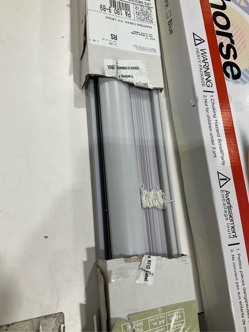 Condition photo showing Good Condition for Cordless Light Filtering Mini Blind - 46 Inch Width, 64 Inch Length, 1" Slat Size - Pearl White - Cordless GII Morningstar Horizontal Windows Blinds for Interior by Achim Home Decor 46"W x 64"H Pearl White