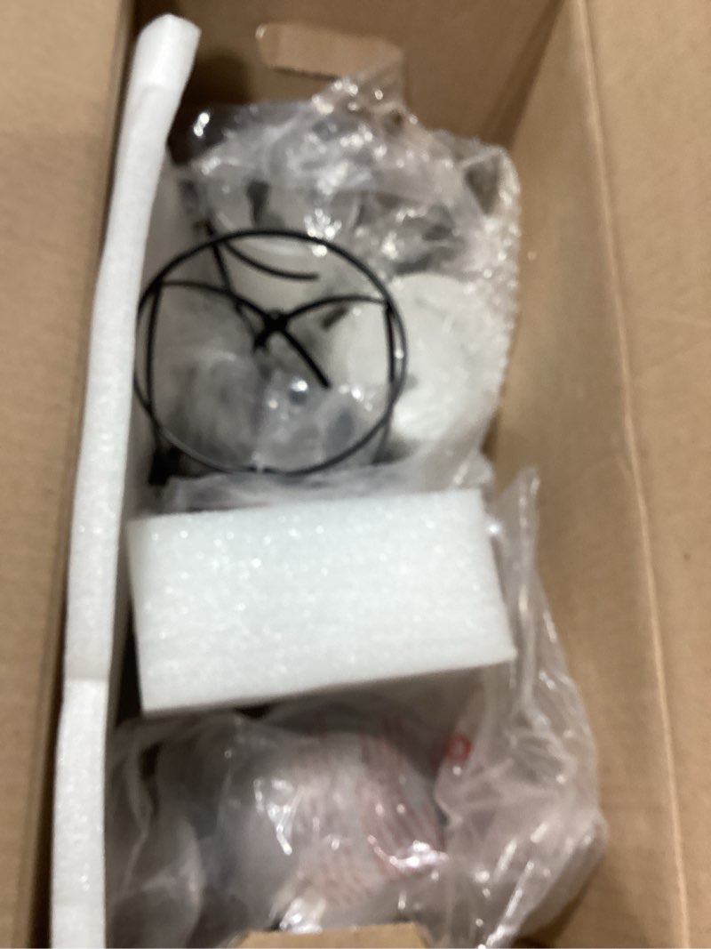 Condition photo showing As Is for 3-light black bathroom light fixtures with milk white frosted glass, 21" modern bathroom vanity lighting fixtures over mirror with metal cage, wall sconce lights for bath, e26, ch9176bkw-3w black + milk glass 3-light, 21" l