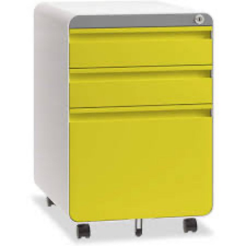 3 drawer file cabinet, metal filing cabinets with lock wheels, anti-tilt under desk design (no assembly required)