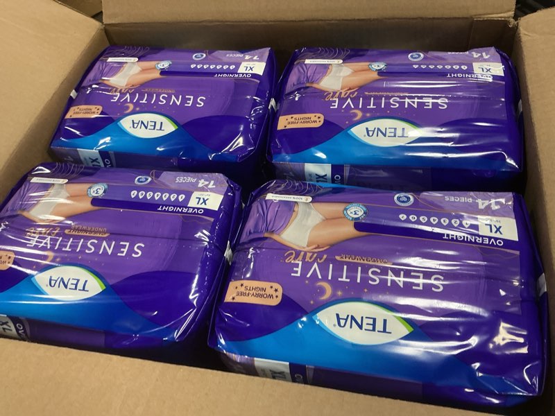 Condition photo showing New/Like New for TENA Sensitive Care Overnight Incontinence Underwear for Women, Bladder Control and Postpartum, Extra Large, 56 Count (Waist Size 39in-52in) X-Large 56