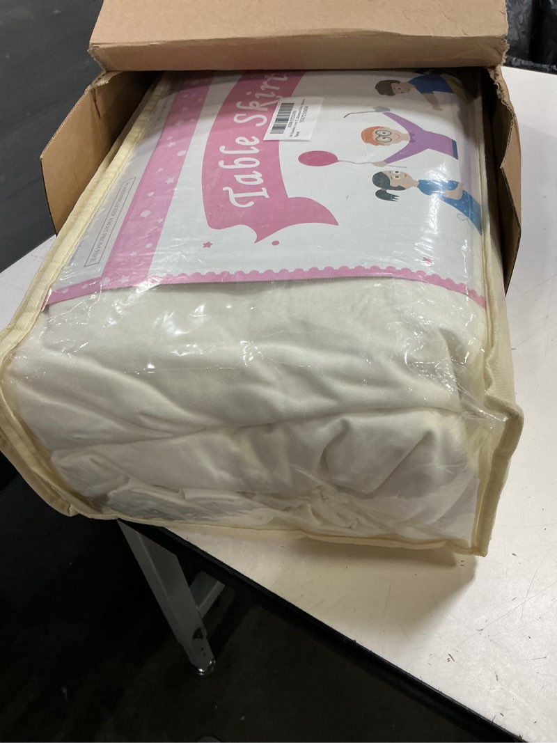 Condition photo showing Good Condition for 4pk spandex ivory tablecloths for 6 foot rectangle tables, stretch table cloth 6ft fitted tablecover skirt for parties weddings birthday banquet baby shower