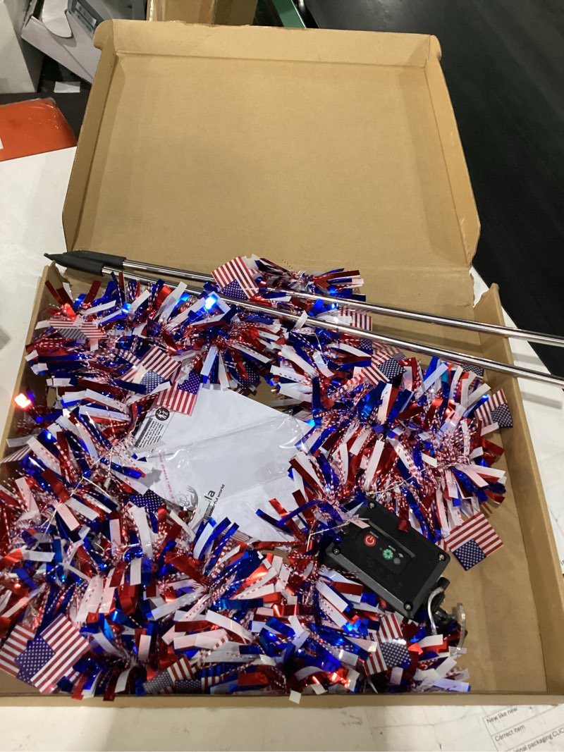 Condition photo showing Good Condition for 2 pack july 4th american flag solar lights july 4th patriotic flag lights