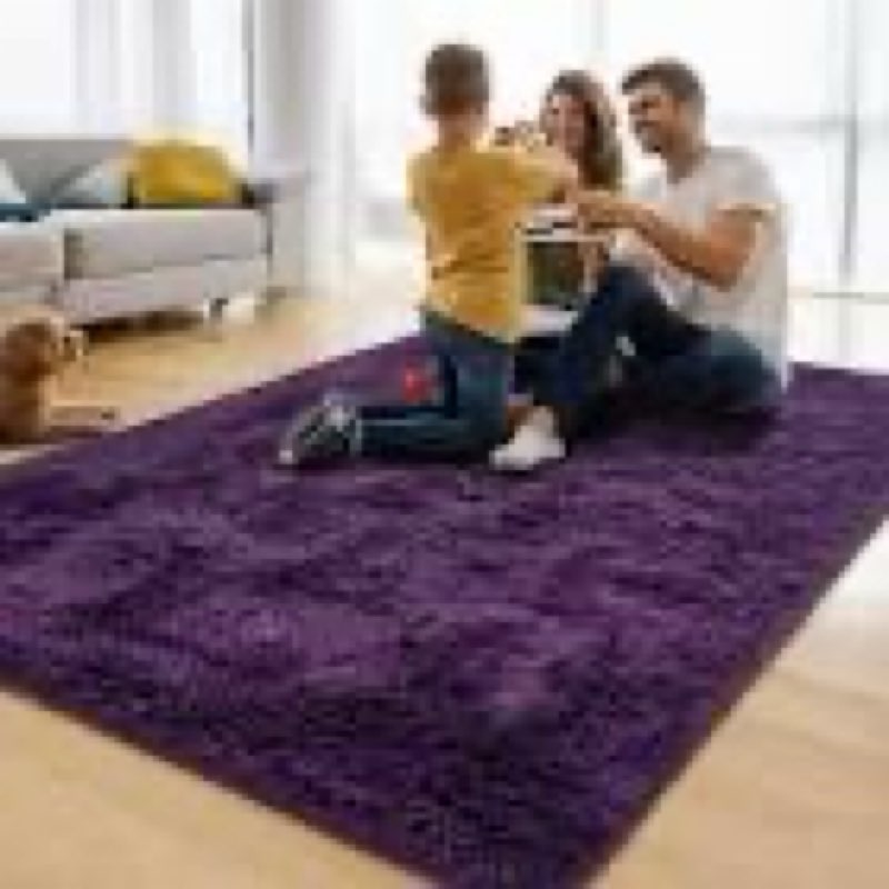 aafkk large modern area rugs for living room bedroom, 4x6 feet dark purple ultra soft thickened memo