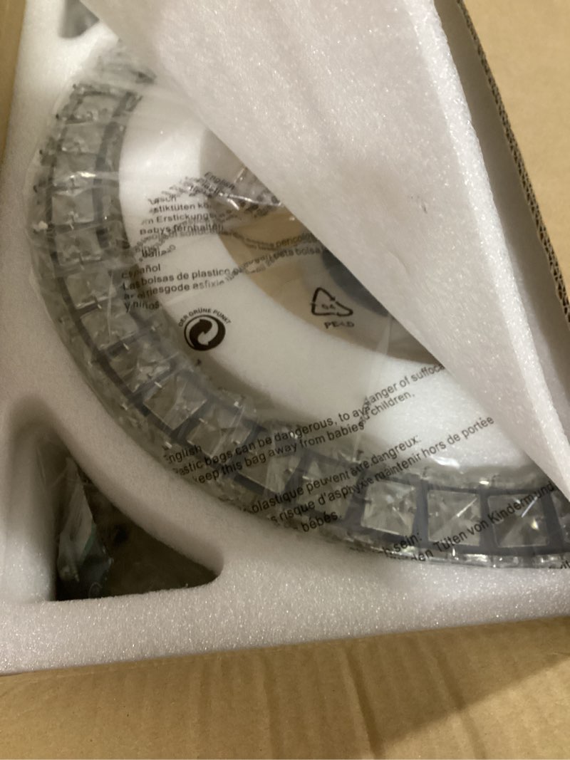 Condition photo showing Good Condition for CLAIRDAI Crystal Ceiling Fans with Lights Flush Mount Ceiling Fan with Remotel Control Dimmable LED Low Profile Ceiling Fan 6 Speeds Reversible Blades Timing with Remote Control Gold