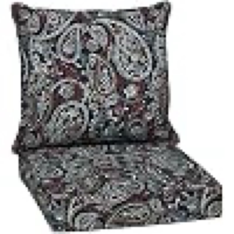 arden deep seat outdoor chair cushion set, 24 in x 24 in, weather-proof, rain-proof, fade resistant patio cushion set for chair, sofa, and couch navy palmira paisley