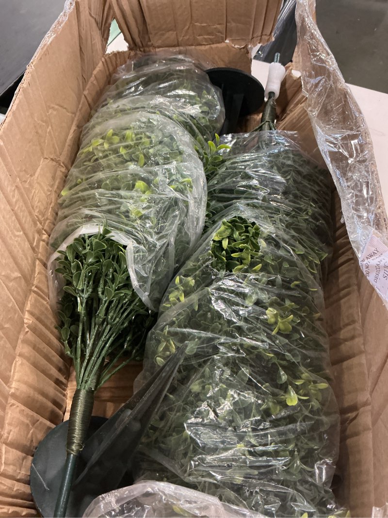 Condition photo showing Good Condition for 30inch Artificial Boxwood Plant with Ground Spike, Topiary with Stake for Outdoor (Set of 2)