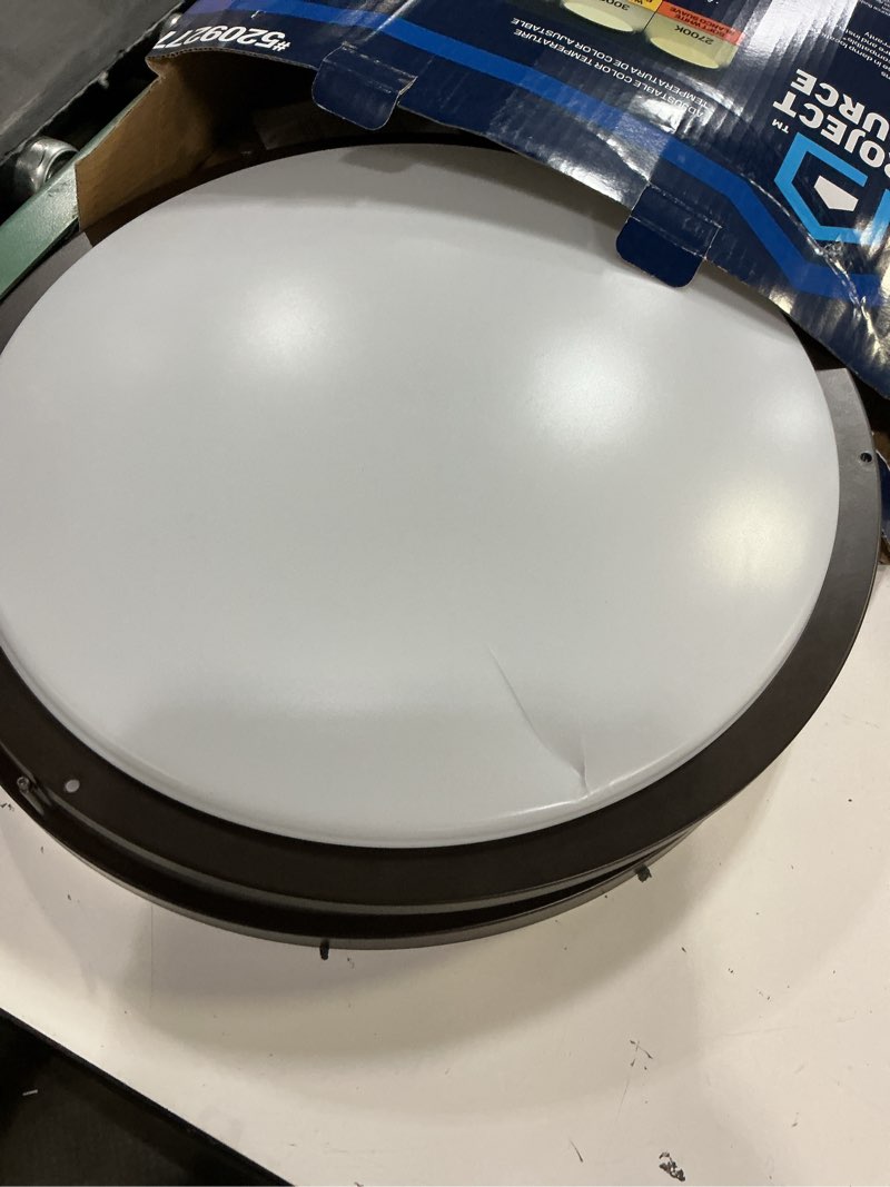 Condition photo showing As Is for project source 1-light 17-in matte black integrated led flush mount light