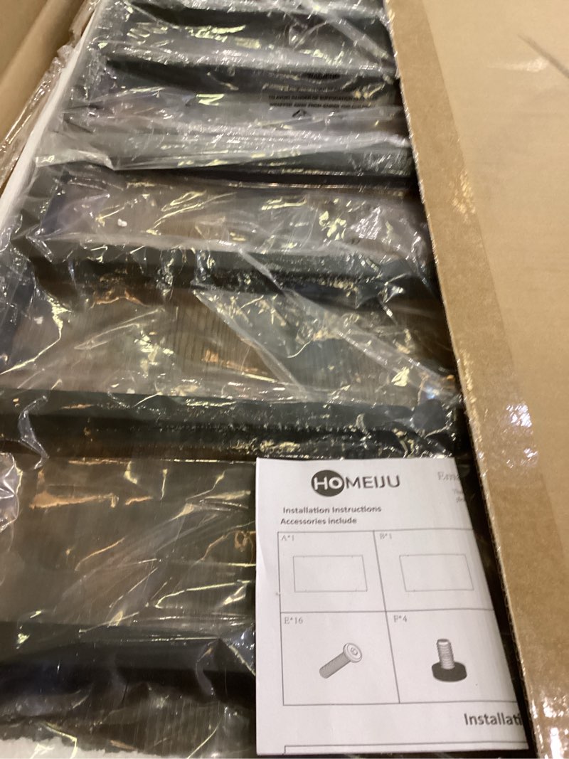 Condition photo showing Good Condition for Homeiju Coffee Table for Living Room, Farmhouse Living Room Table with Slatted Sides Frame for Home Office, Apartment, 39 inch Rustic Black and Brown 39.4L*21.6W*18.1H Rustic Brown