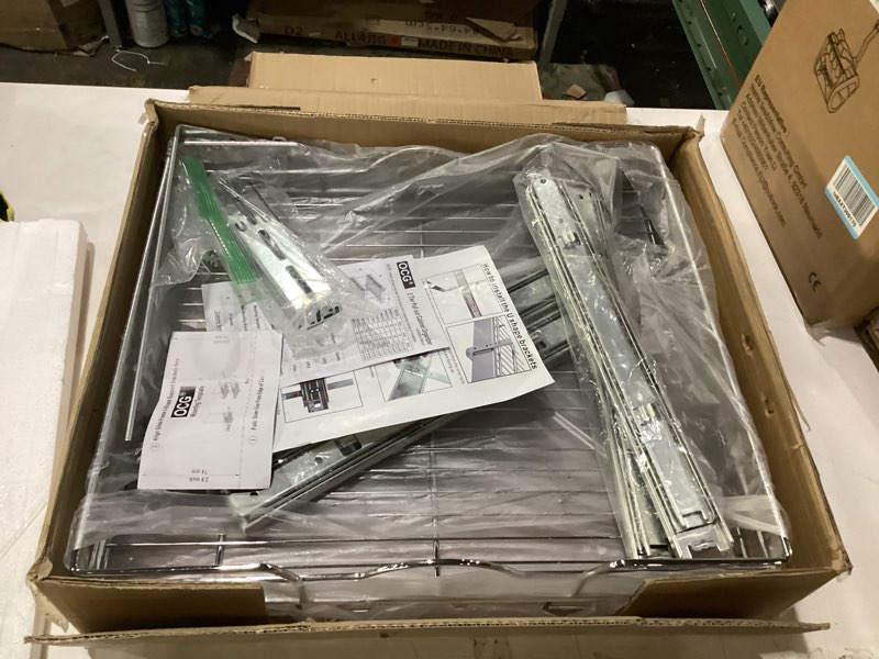 Condition photo showing New/Like New for OCG 2 Tier Pull Out Cabinet Organizer (21.5" W x 18" D), Pull Out Shelves for Kitchen Cabinets, Slide Out Pantry Shelves for Base Cabinet Organization in Kitchen Bathroom Pantry, Chrome Finish 21.5"W x 18"D, 2 Tier