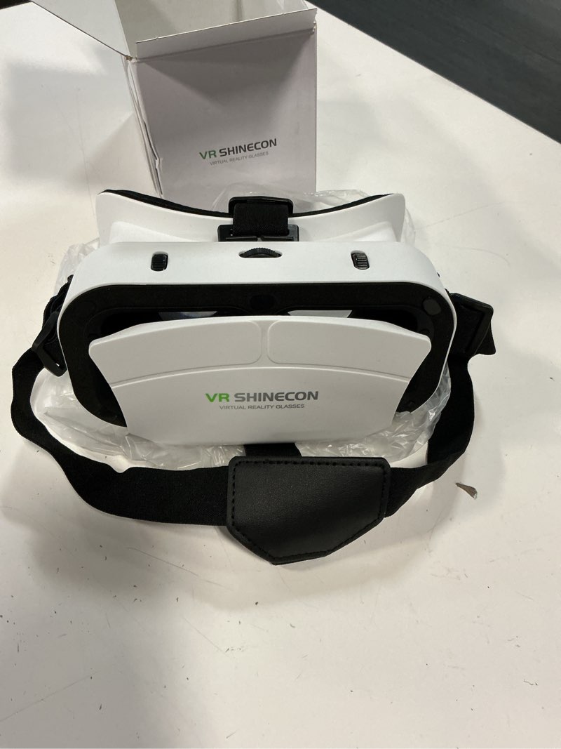 Condition photo showing Good Condition for virtual reality goggles, 3d vr glasses adjustable vr virtual reality headset with wide angle lens, universal 3d vr headset for kids adults, hd goggles for phone movies games white
