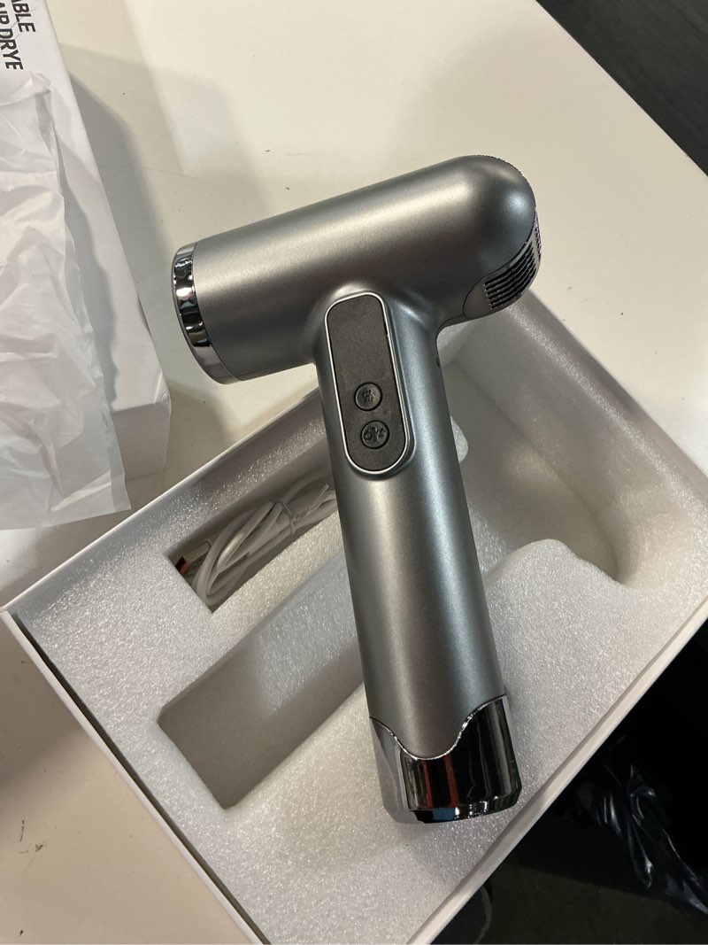 Condition photo showing Good Condition for cordless hair dryer, usb rechargeable hair dryer with digital display screen, adjustable 3 speeds cold hot wind, portable wireless hair dryer for travel camping (grey)
