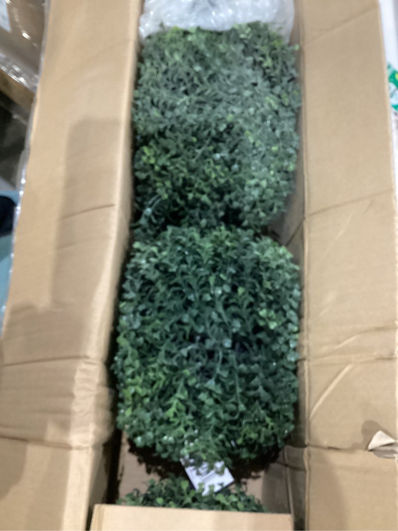 Condition photo showing New/Like New for Nearly Natural 36in Artificial Triple Ball Boxwood Topiary Tree - Indoor Outdoor Realistic Faux Greenery for Home Patio Office Decor, Low Maintenance