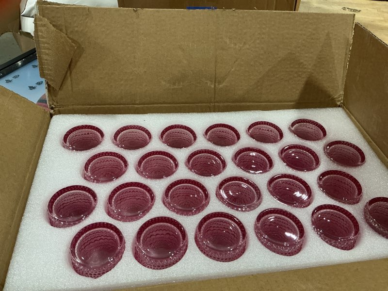 Condition photo showing New/Like New for supmind 24 pcs votive candle holders, glass holders bulk for table centerpiece, tea lights candle holders for wedding shower, party and home decor pink