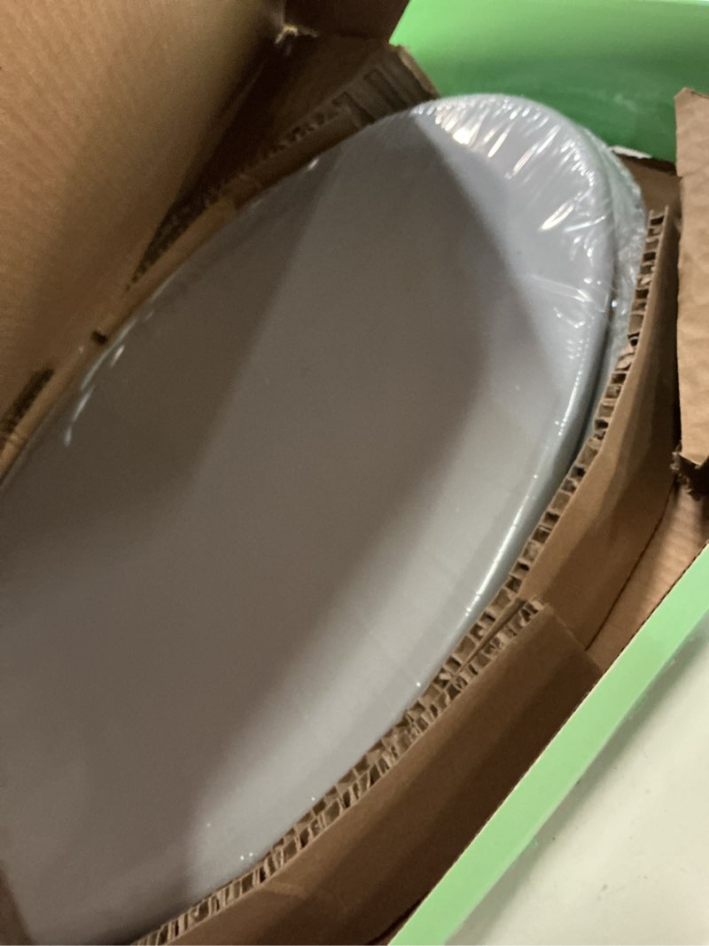Condition photo showing New/Like New for toilet seat, slow close, soft touch, ultra-smooth matte finish (no orange-peel texture), premium moulded wood, quick release, piklids (gray, elongated) gray elongated
