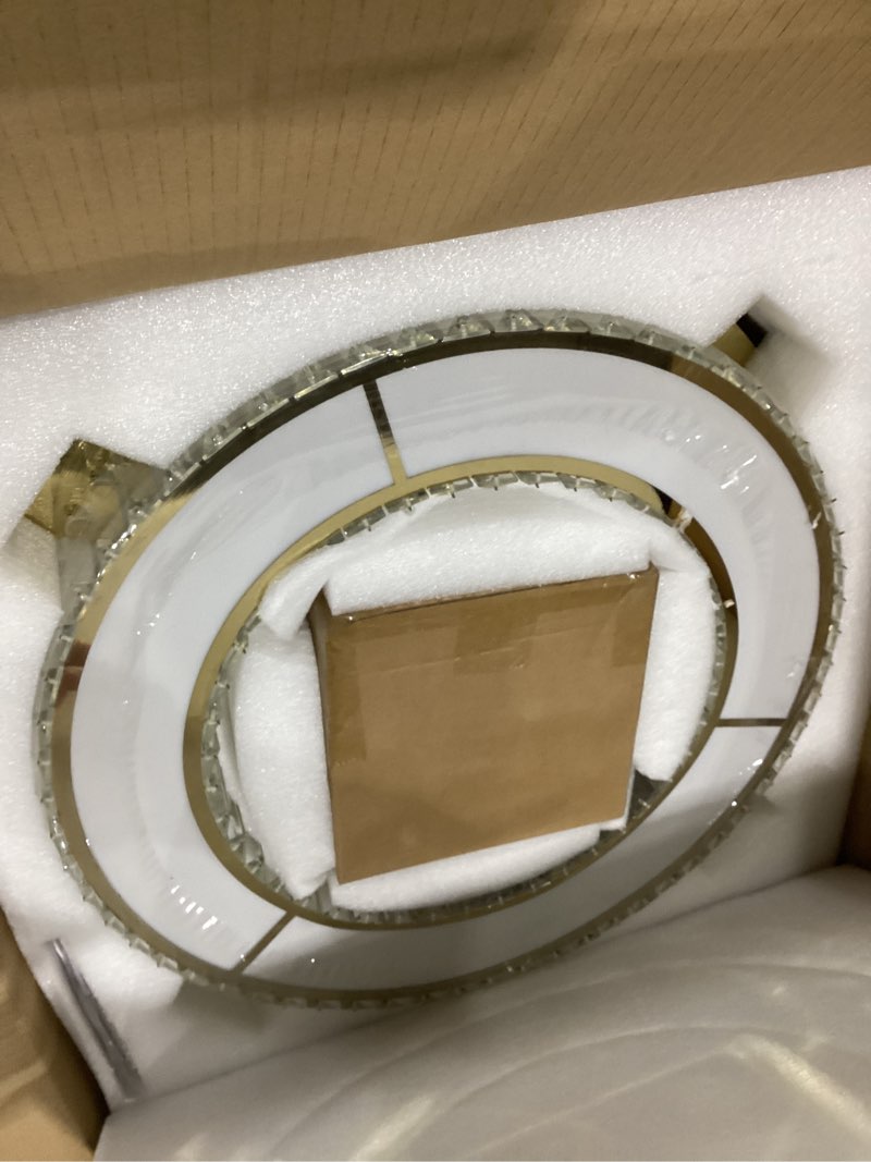 Condition photo showing Good Condition for 19.6'' Gold Modern Crystal Chandeliers for Dining Room LED Dimmable Light Fixtures Flush Mount Light Living Room Bedrooms Gold 19.6''