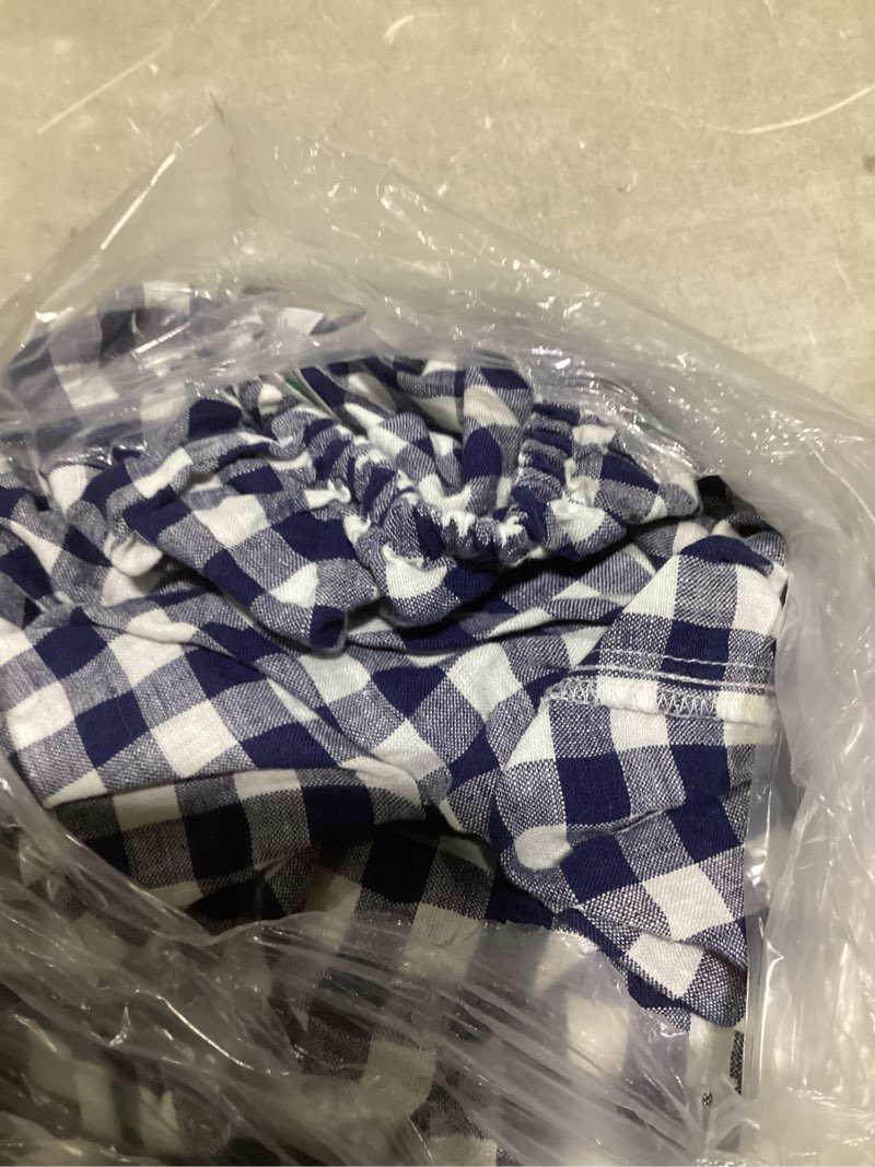 Condition photo showing Good Condition for european linen gingham sheet set, queen, navy
