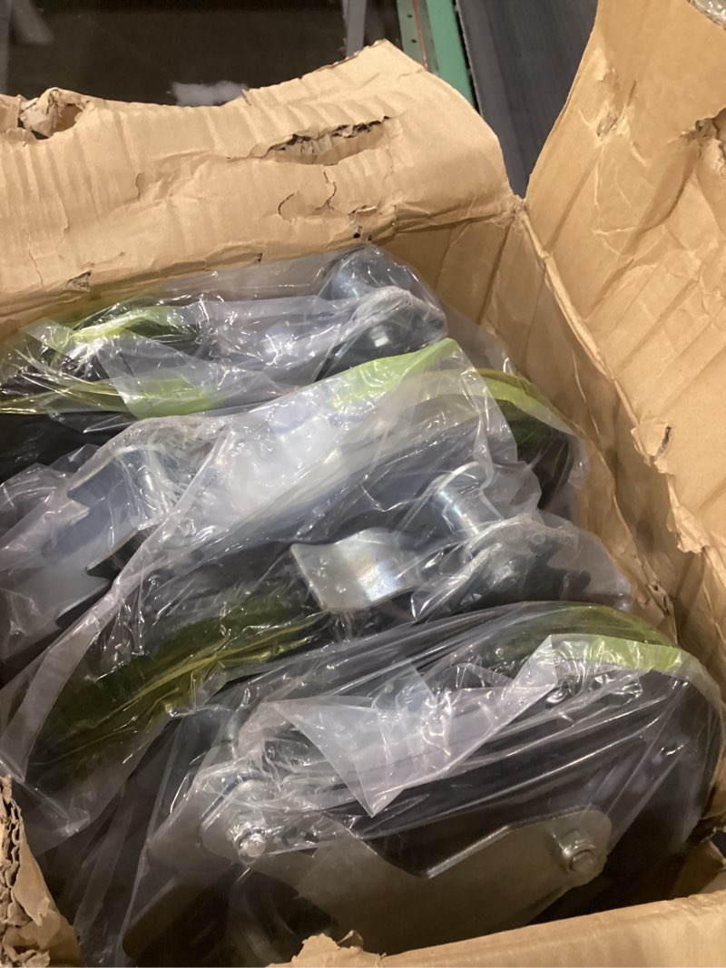 Condition photo showing As Is for Scaffolding Wheels, Scaffold Wheels, Scaffold Caster, 8 Inch, Set of 4, Scaffolding Parts, Double Locking Brakes, Grease Fittings, Stem, Swivel, Heavy Duty, Rubber, Black, 4400 LB Capacity