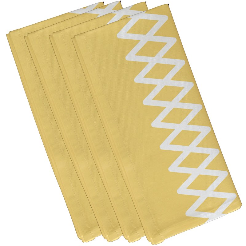 Lace Up Geometric Print Napkin, 19" by 19", Lemon 19"x 19" Lemon