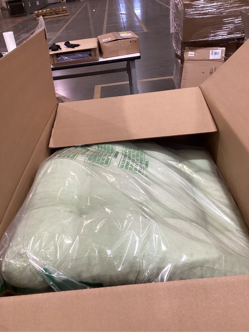 Condition photo showing Good Condition for Meditation Floor Pillow Set of 2, Square Large Pillows Seating for Adults, Tufted Corduroy Cushion for Living Room Tatami, Green 22x22 Inch 2 Pack Square | Green | 2 Pack