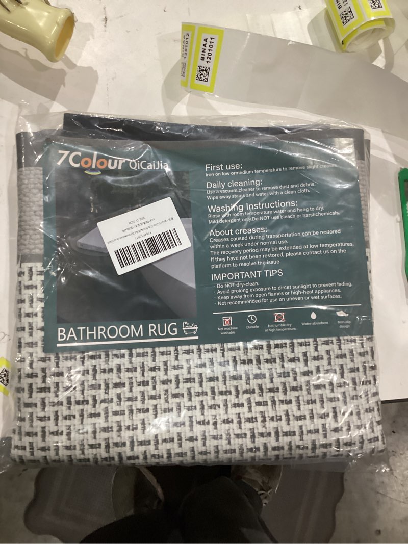 Condition photo showing New/Like New for Non Slip Bath Mat Ultra Thin Bathroom Rug Fit Under Door, Rubber Backing Quick Dry Super Absorbent Washable Shower Bath Mats Blue 24x36 24" x 36" Blue