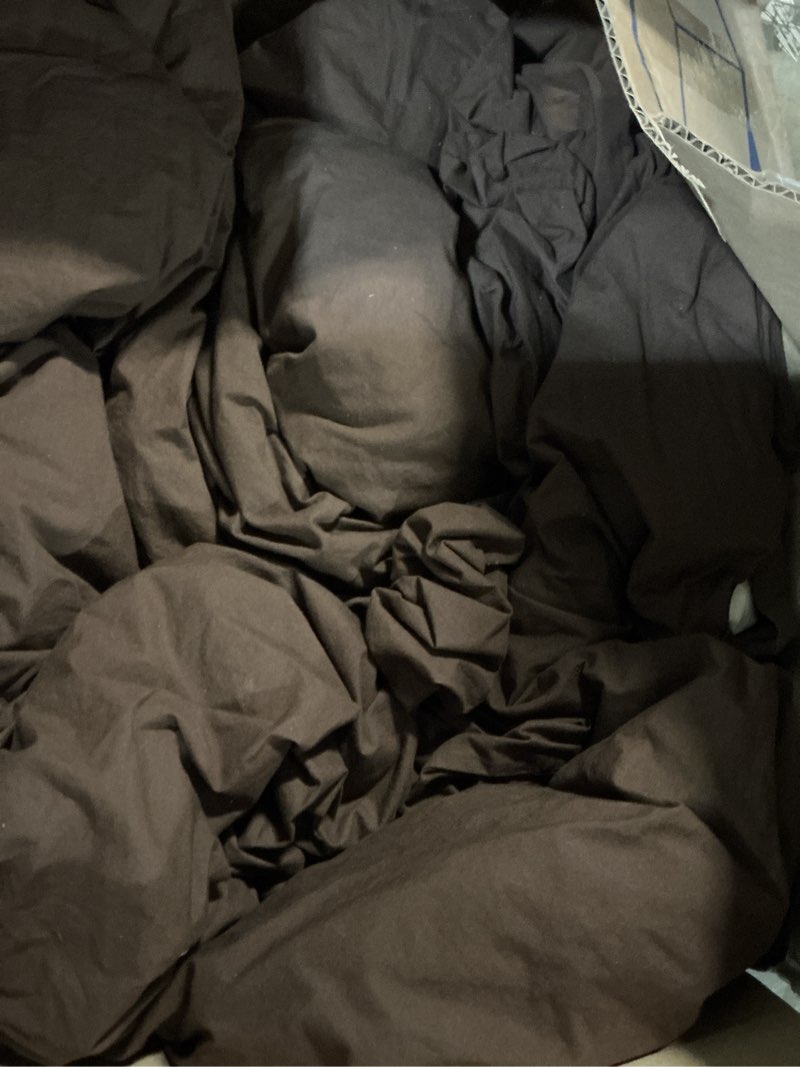 Condition photo showing As Is for organic brushed cotton duvet cover, twin, espresso