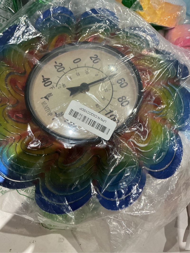 Condition photo showing As Is for mumtop outdoor thermometers for patio-indoor outdoor wall thermometer - colorful flower outside thermometer decorative temperature for home or garden decor
