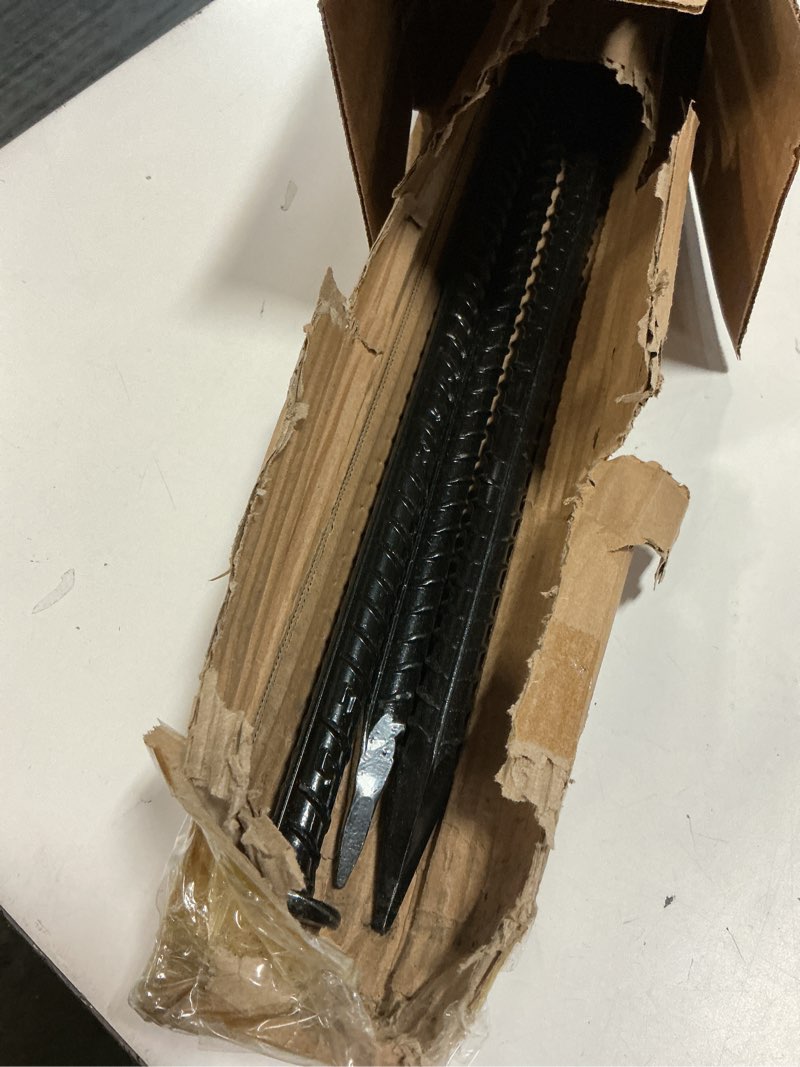 Condition photo showing Good Condition for 3 pack 30-inch rebar stakes - 5/8 diameter heavy duty ground stakes with chisel point ends, galvanized steel metal stakes for landscaping, plant support, concrete form and more