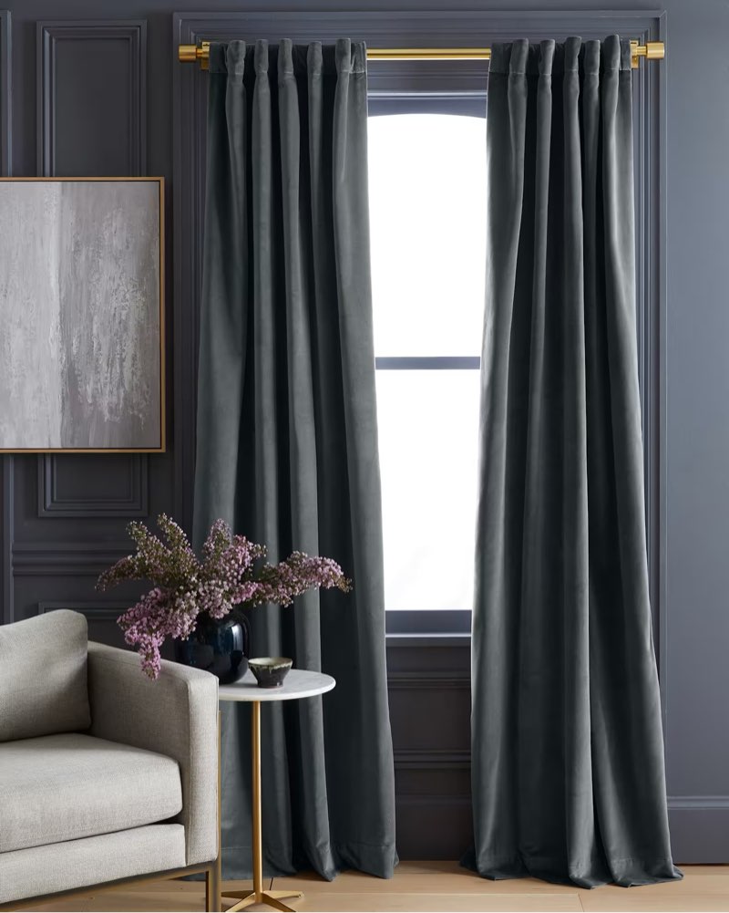 cotton velvet curtain slate 48x84