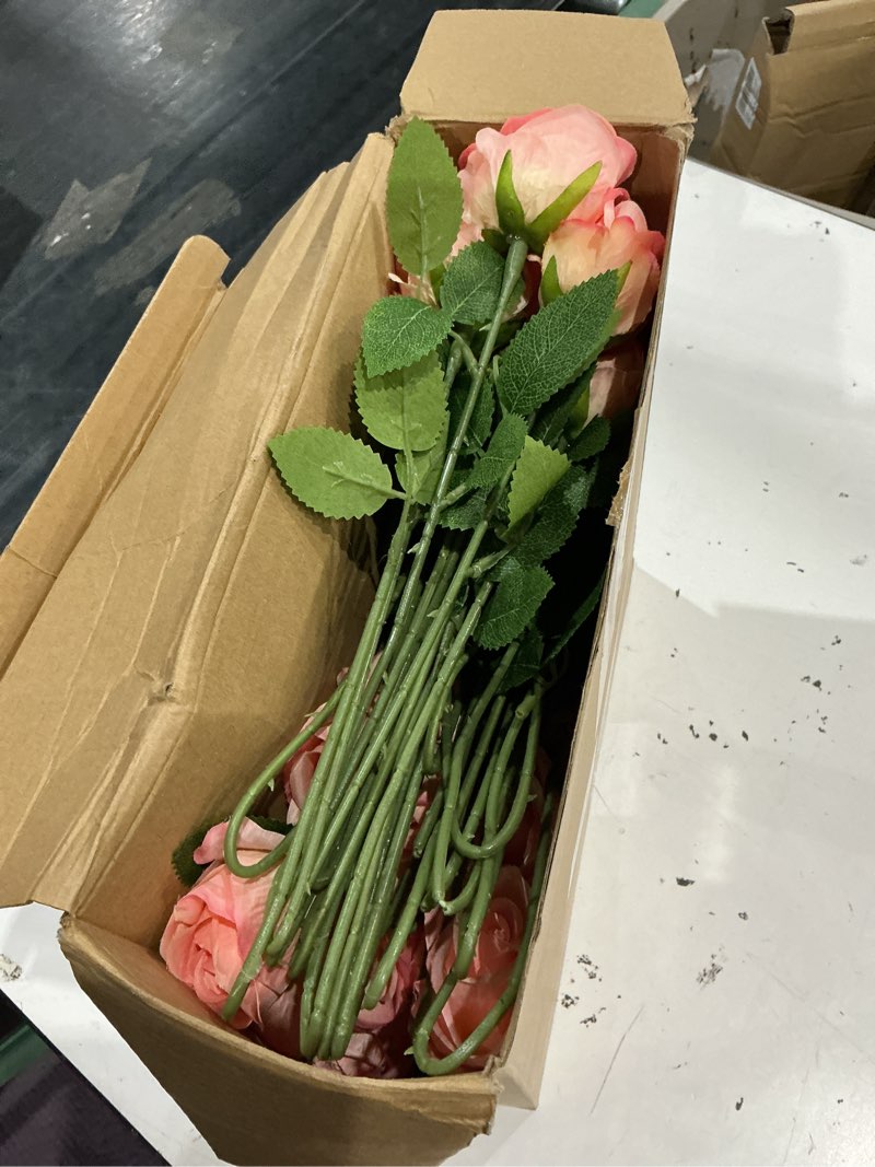 Condition photo showing Good Condition for color differs from stock photo. pink. jexine 50 pcs artificial rose flower bulk realistic silk fake roses with long stem plastic artificial flower bouquet real looking for home wedding centerpieces party decoration, pink