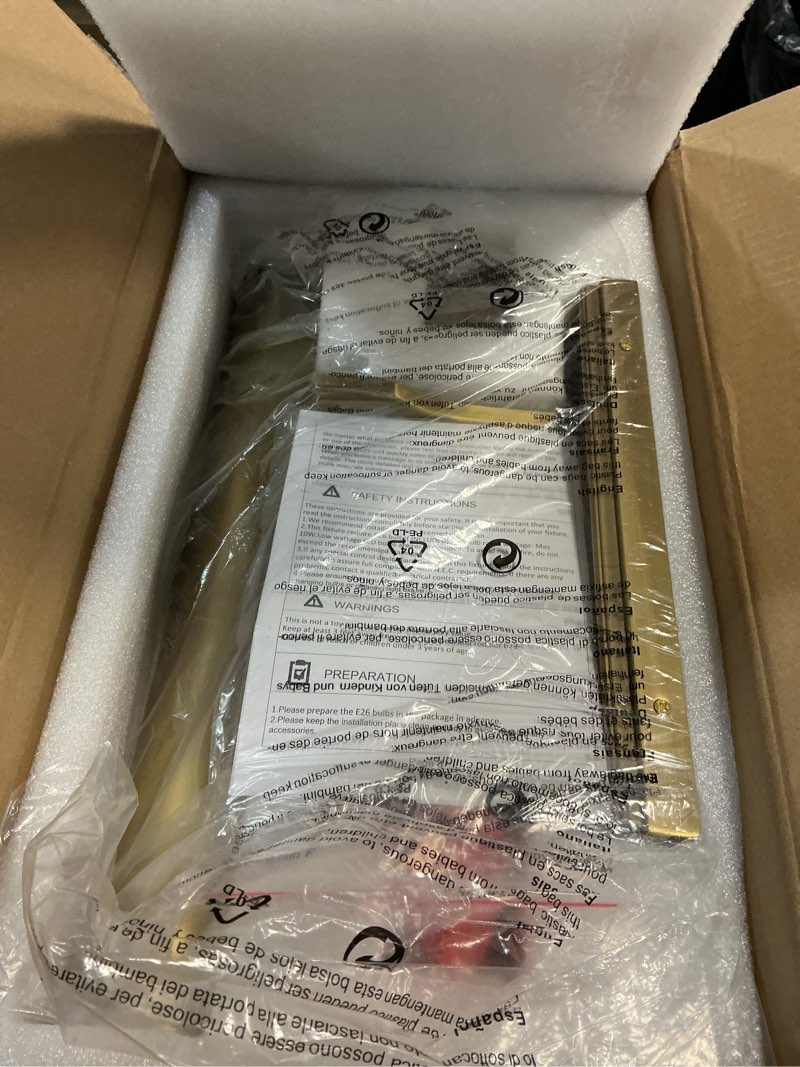 Condition photo showing New/Like New for Picture Light 18" Brass Picture Lights for Wall 3-Light Gold Picture Frame Light Dimmable Art Gallery Light Accent Lighting Bathroom Wall Sconce for Artwork Poster Portrait Library Display Gold 18"-3 Bulb