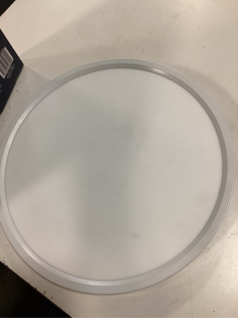 Condition photo showing As Is for project source adjustable color temperature 15-in matte white integrated led flush mount light