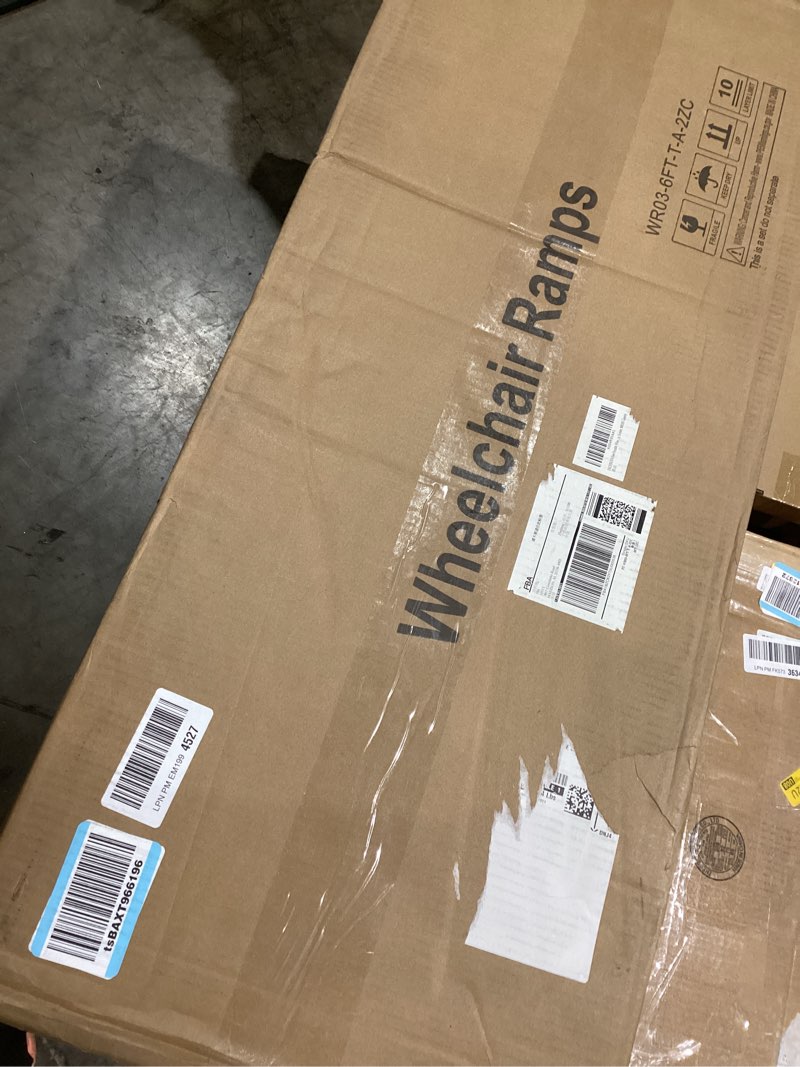 Condition photo showing Good Condition for FACHNUO 6 Feet Portable Wheelchair Ramp with Sopport Legs, Non-Skid Aluminum Handicap Ramps, Folding Threshold Wheel Chair Ramp for Home Steps, Stairs, Entry, Threshold, Doorways, 800LBS Capacity Aluminum 6FT(Using height 6-18'')