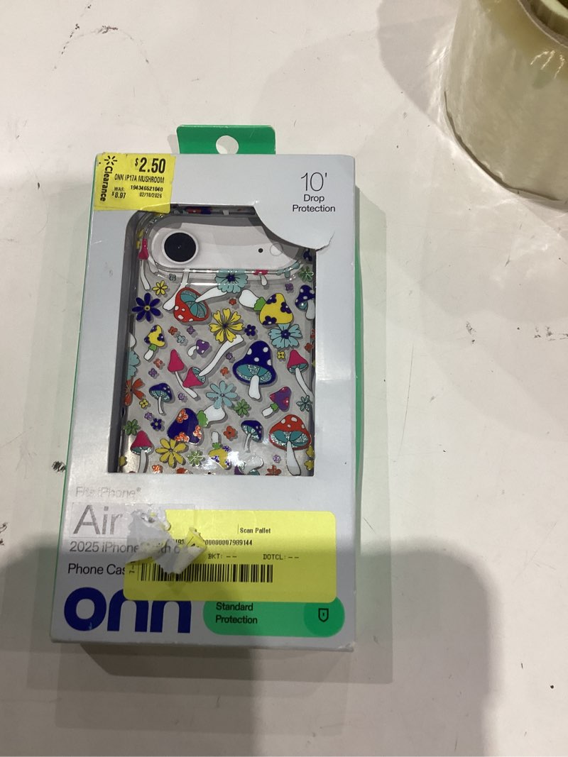 Condition photo showing As Is for onn phone case for iphone air - multicolor mushroom