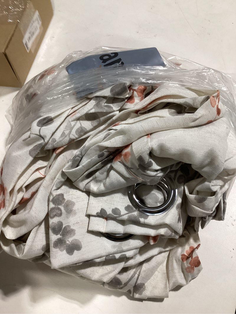 Condition photo showing Good Condition for bgment linen curtains for living room 84 inch length 2 panels floral leaf patterns, light filtering privacy window curtains for bedroom boho farmhouse vintage, each 52 inch wide,terracotta 52"w x 84"l (pack of 2) terracotta & grey