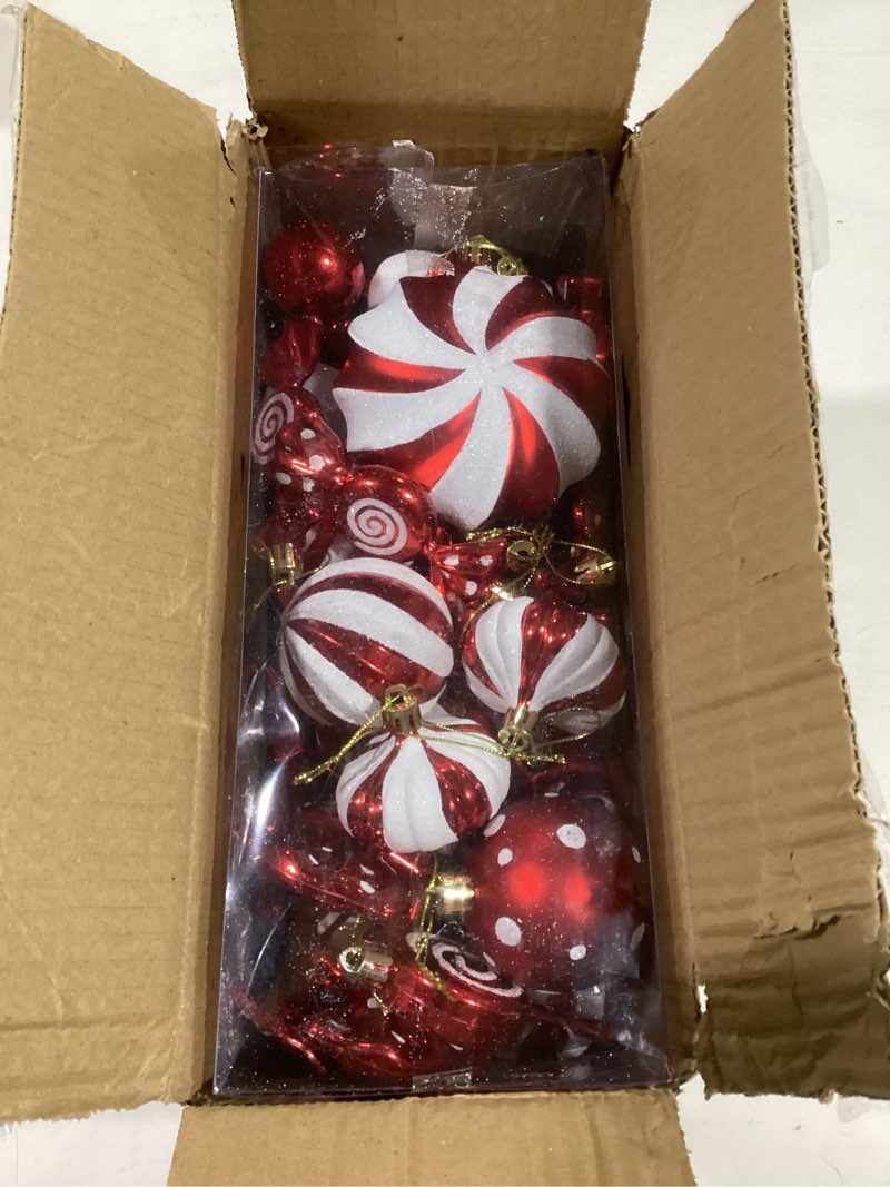 Condition photo showing As Is for 50Pcs Christmas Candy Cane Ornament Lollipop Ornaments for Christmas Tree Decorations,Red and White,