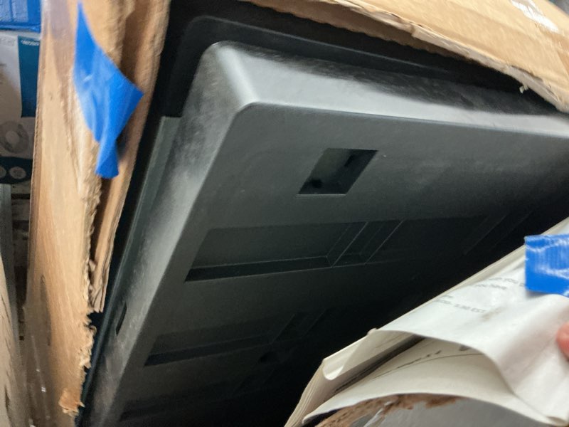 Condition photo showing As Is for keter premium one 35-in w x 74-in h x 18.5-in d freestanding plastic garage cabinet in black