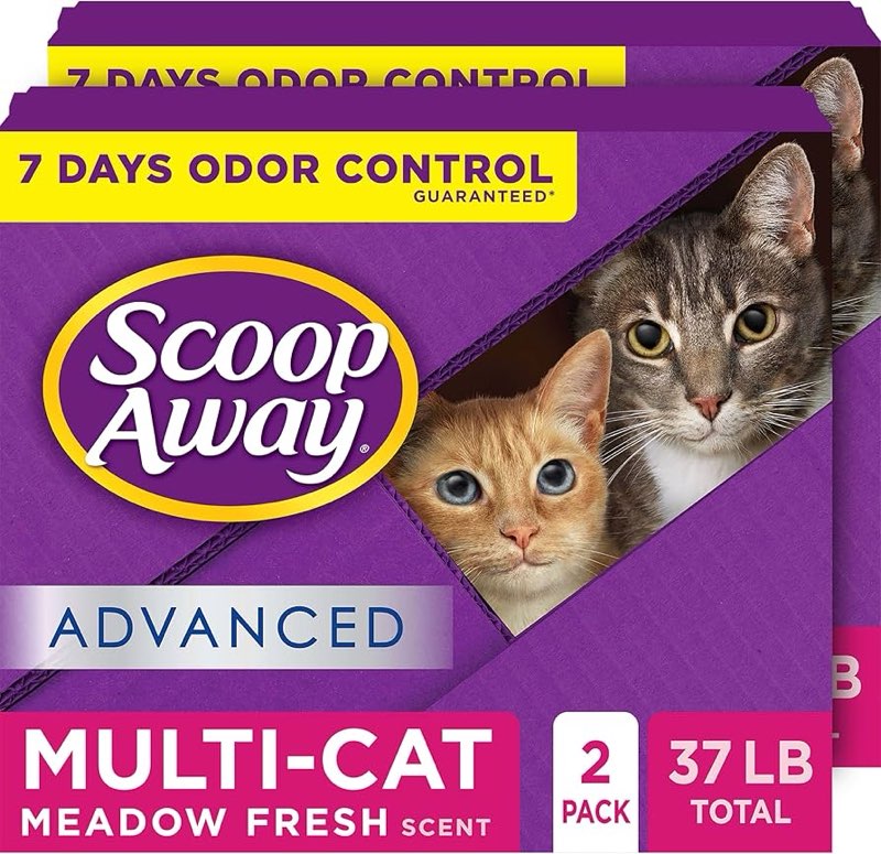 Scoop Away Advanced Multi-Cat Clumping Cat Litter, Meadow Fresh Scent, 2 x 18.5 Pounds (Packaging May Vary)