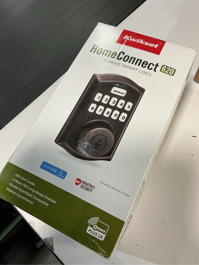 Condition photo showing Good Condition for Kwikset HomeConnect 620 Z-Wave Long Range Enabled Keypad Smart Lock Convenient Keyless Entry, Customizable User Codes, Ring Alarm Compatible, Hub Required, Sold Separately Venetian Bronze Traditional Venetian Bronze Traditional Z-Wave Long Range