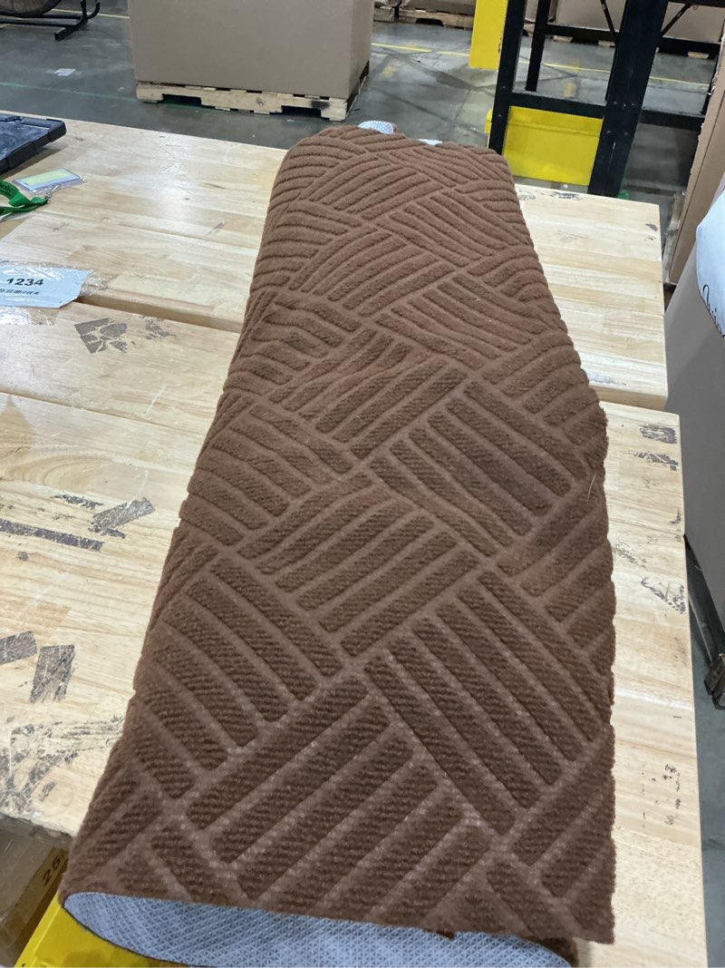Condition photo showing Good Condition for runner rugs with rubber backing for hallway,3’x15’fine stripe embossing non-slip indoor outdoor doormat,for entryway balcony patio kitchen garage stair laundry,brown 3x15 brown