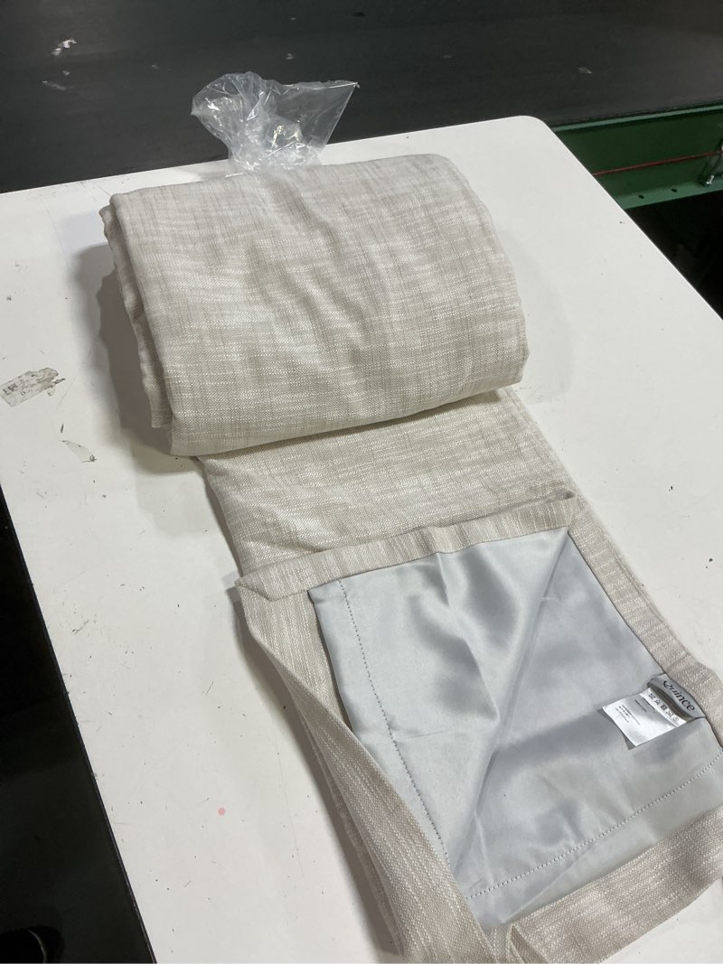 Condition photo showing Good Condition for quince textured cotton curtain 48”x108” oatmeal