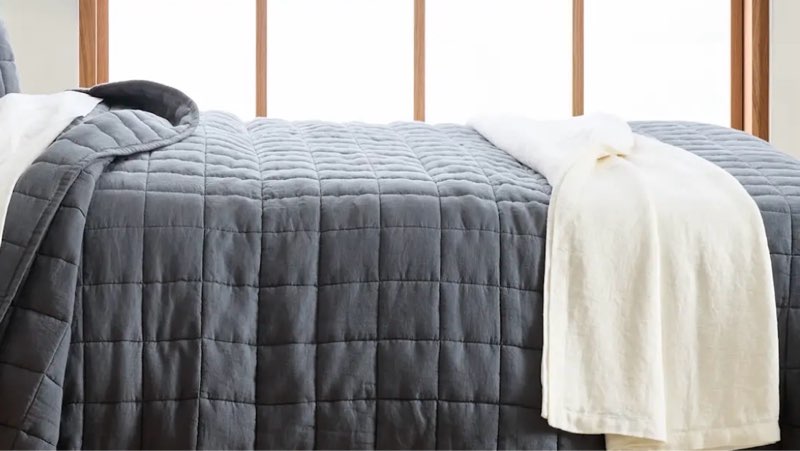 european linen box quilt(color: nightfall size: king/cal king))