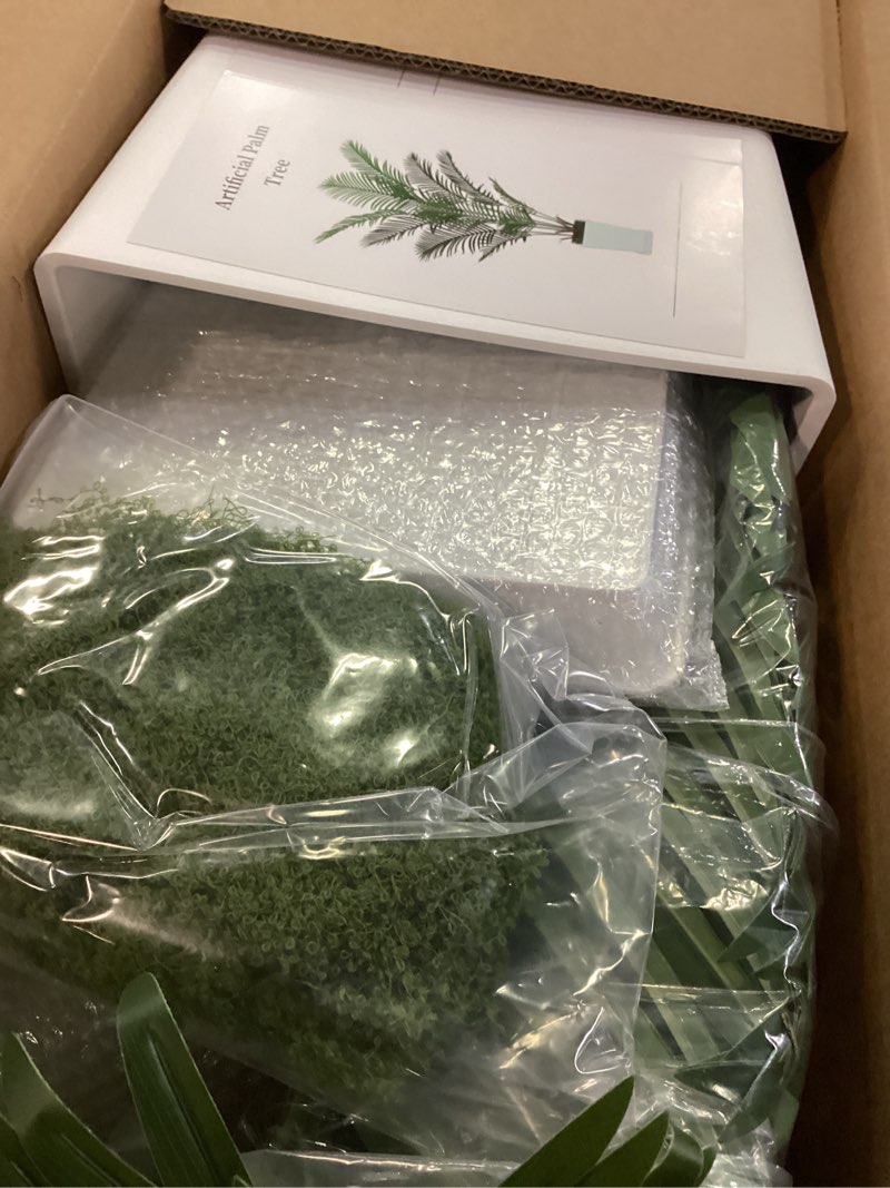 Condition photo showing New/Like New for 6FT Artificial Palm Tree, Tall Faux Palm Tree Indoor with Fake Plants Tall, Artificial Plants with Lifelike Leaves for Home Office Decor (White) White-6ft