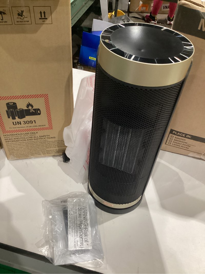 Condition photo showing Good Condition for dreo space heater, 1500w electric heaters for indoor use with thermostat, 70° oscillation, 8 safety protections, 5 modes, remote, 12h timer, quiet portable heater for office, bedroom, large room gold standard