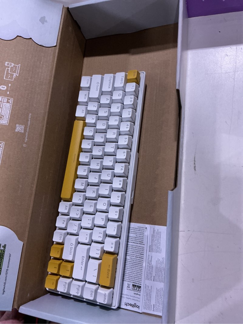 Condition photo showing As Is for Logitech G715 Wireless Mechanical Gaming Keyboard with LIGHTSYNC RGB, Lightspeed, Tactile Switches (GX Brown), and Keyboard Palm Rest, PC/Mac Compatible - White Mist Wireless Tactile Keyboard
