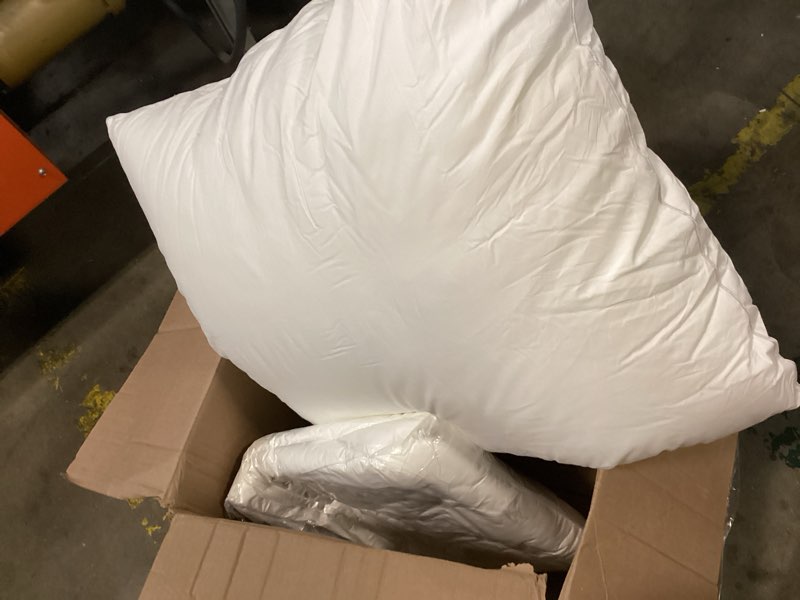 Condition photo showing As Is for oubonun 30 x 30 throw pillow inserts - soft, plush & decorative down alternative pillows for couch sofa bed, machine washable - white, pack of 2 2 30x30 inch (pack of 2)