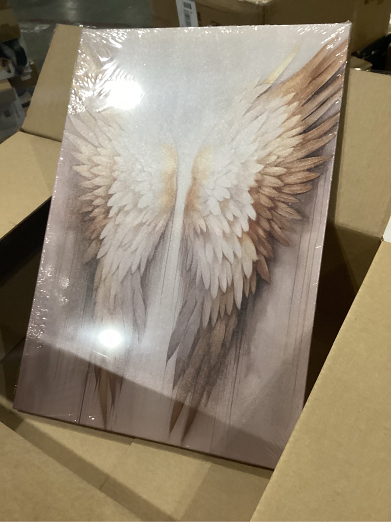 Condition photo showing Good Condition for zxhywym angel wings canvas wall art white gold wings picture prints angel wings painting abstract artwork for living room bedroom decor framed(picture-1, (16.00" x 24.00")) picture-1 24"l x 16"w