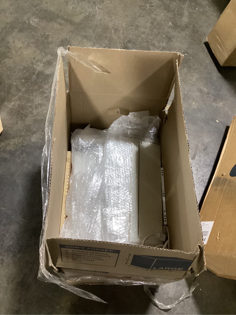 Condition photo showing Good Condition for End Table with Charging Station, Fluted Nightstands Set of 2,Modern Bedside Table with Drawer and Storage Shelf, Wood End Table Mid Century Night Stands for Bedroom Living Room(White+Oak) White & Oak ?with Charging Port?